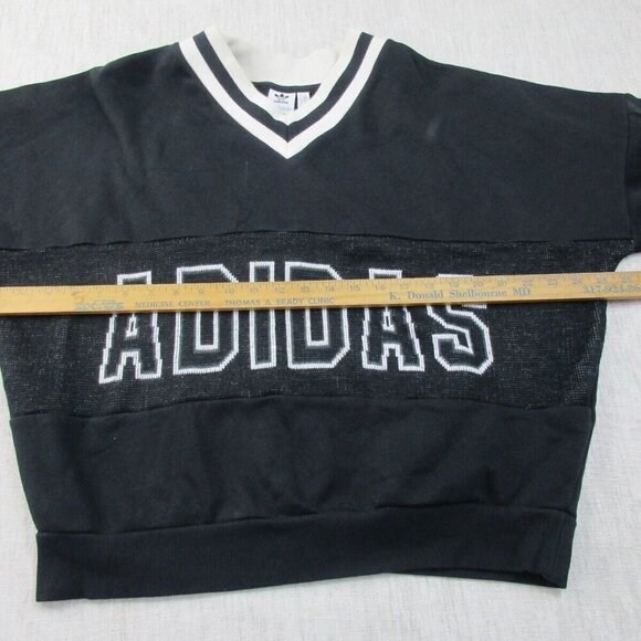adidas Sweatshirt Womens Medium Black Lined Fleece Long Sleeve Adibreak V Neck‎ - Picture 9 of 12